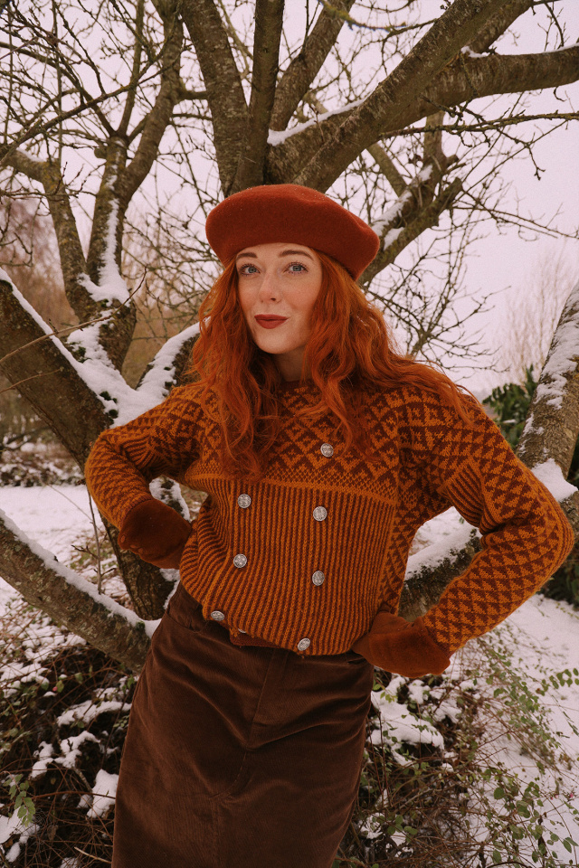 Orange &amp; Brown Handknitted Vintage Sweater | S
