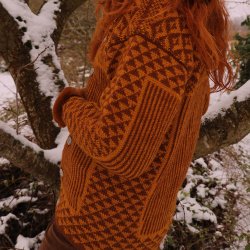 Orange &amp; Brown Handknitted Vintage Sweater | S