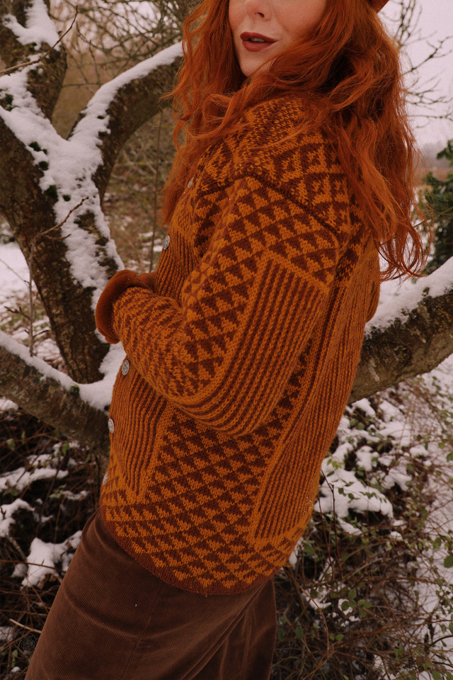 Orange &amp; Brown Handknitted Vintage Sweater | S