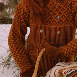 Orange &amp; Brown Handknitted Vintage Sweater | S