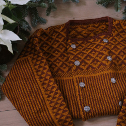 Orange &amp; Brown Handknitted Vintage Sweater | S