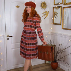 Red &amp; Orange Striped Vintage Dress | XS