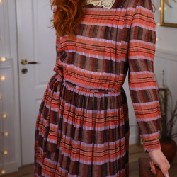 Red &amp; Orange Striped Vintage Dress | XS