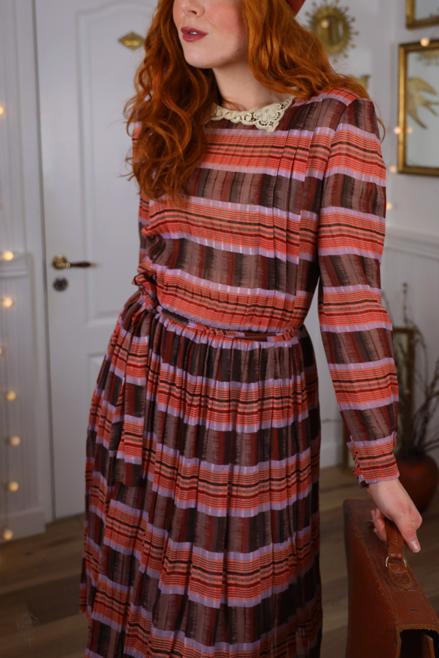 Red &amp; Orange Striped Vintage Dress | XS