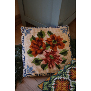Orange & Pink Floral Retro Pillow