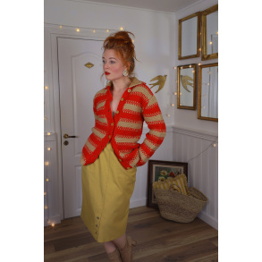 Orange & Sand Striped Knitted Cardigan | S