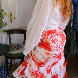 Orange &amp; White Vintage Dress &amp; Striped Blouse | S/M
