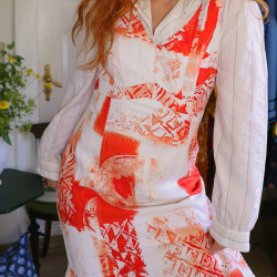 Orange &amp; White Vintage Dress &amp; Striped Blouse | S/M
