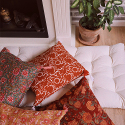 Orange &amp; White Floral Pillow Cover