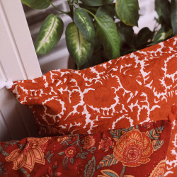 Orange &amp; White Floral Pillow Cover