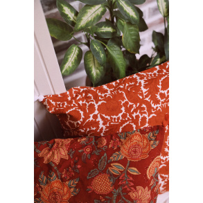 Orange & White Floral Pillow Cover