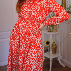 Orange &amp; White Square Vintage Dress | M