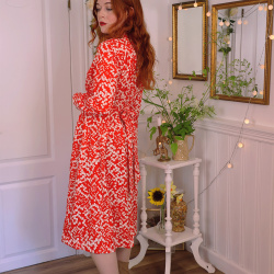 Orange &amp; White Square Vintage Dress | M