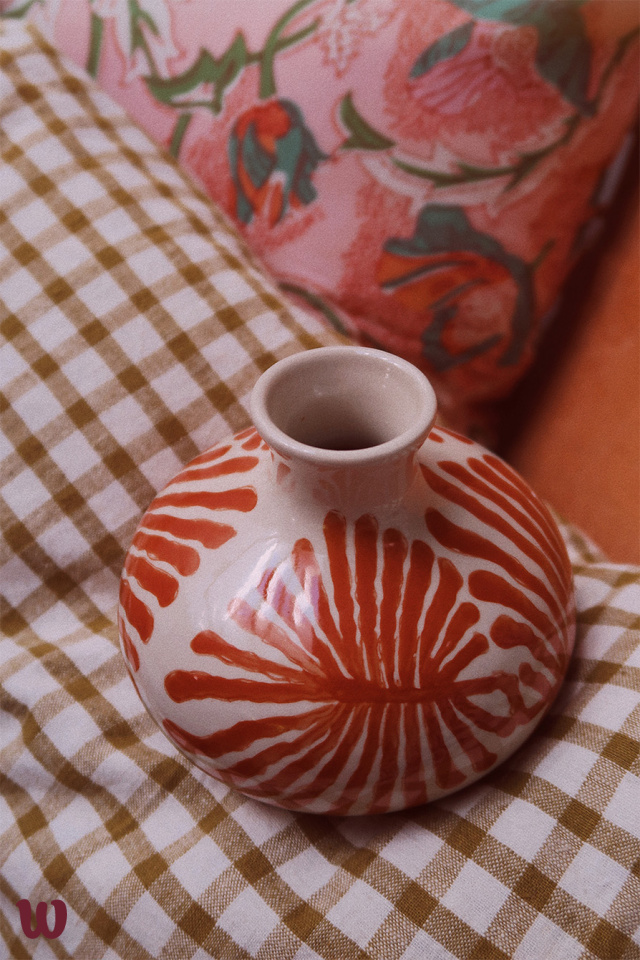 Orange Handpainted Botanic Vase 