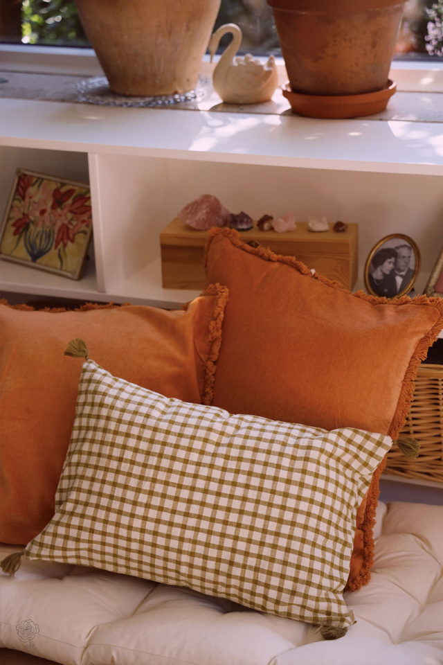 Orange Cotton Velvet Pillow Case