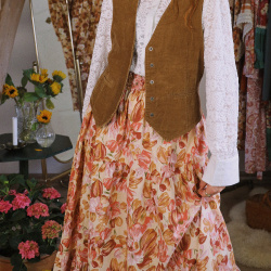 Rita's Orange Fall Floral Recycled Skirt | S