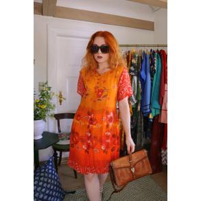 Orange Floral Mini 90's Dress | S