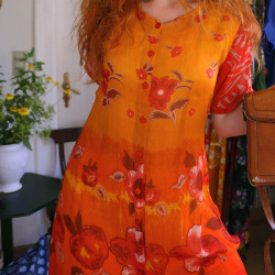 Orange Floral Mini 90's Dress | S