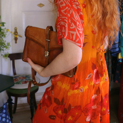 Orange Floral Mini 90's Dress | S