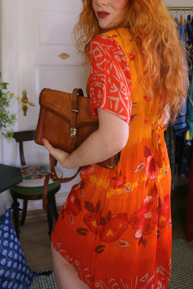 Orange Floral Mini 90's Dress | S