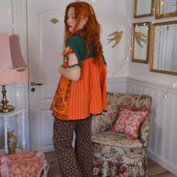Orange Indian Embroidered Top | S