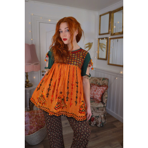 Orange Indian Embroidered Top | S