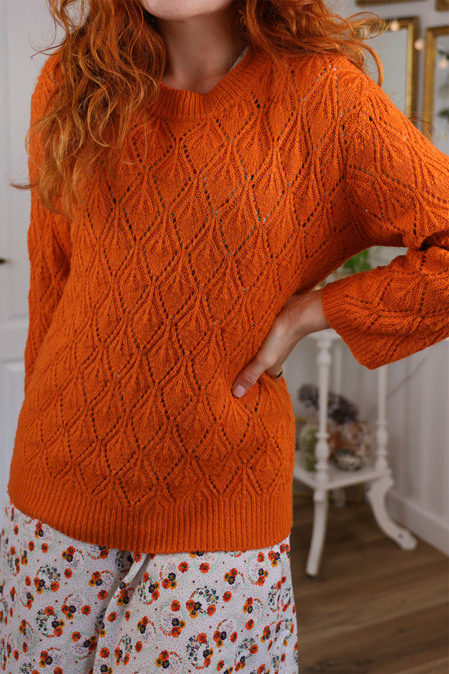 Funky Orange Acrylic Sweater | S/M