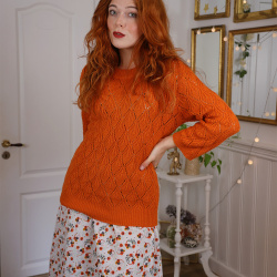 Funky Orange Acrylic Sweater | S/M