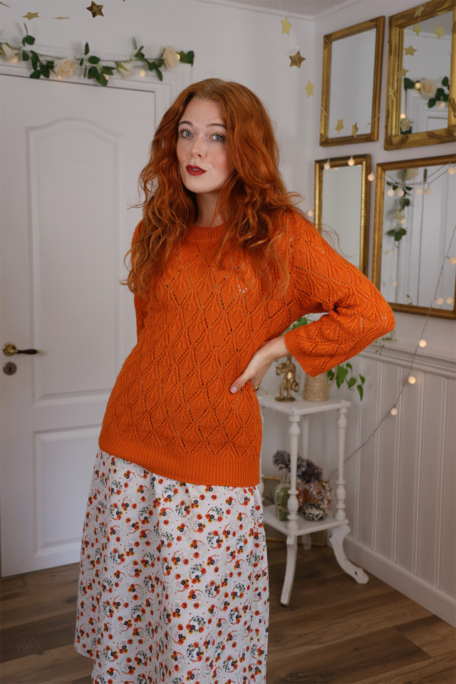 Funky Orange Acrylic Sweater | S/M