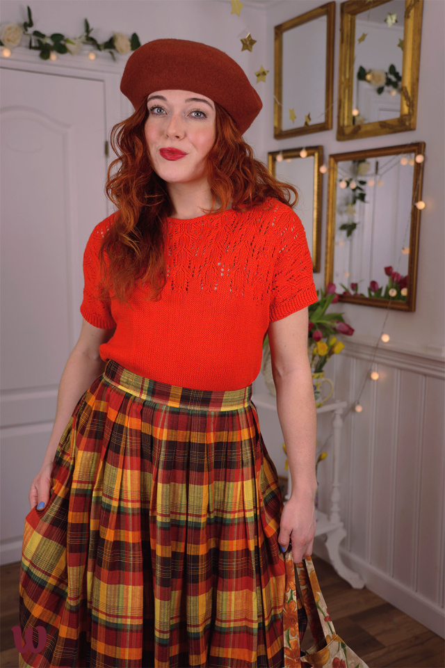 Orange Knitted Vintage Top | S/M