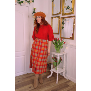 Orange Plaid Vintage Skirt | S
