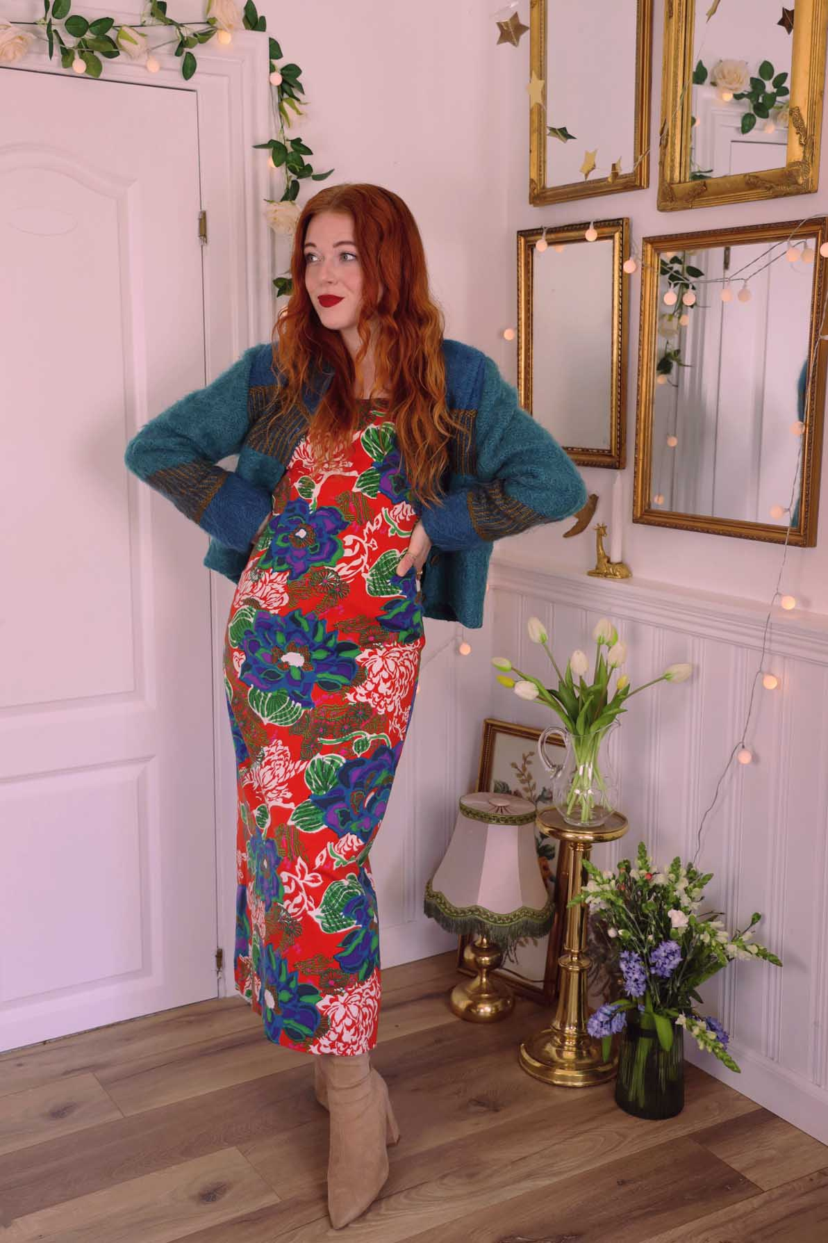 Orange Blue Purple Floral Vintage Dress S Catalog Bohemian Wonders