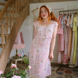 Orange Purple Pattern Vintage Dress | M