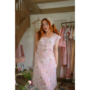 Orange Purple Pattern Vintage Dress | M