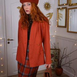 Retro Orange Blazer Jacket | S