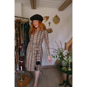 Orange Graphical Vintage 70's Dress | S