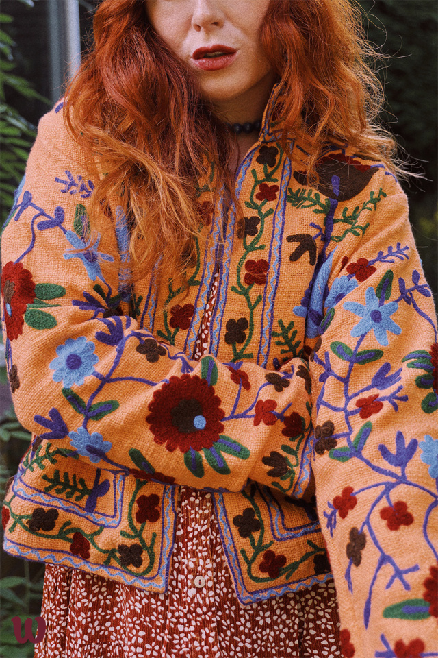 Orange Suzani Floral Jacket