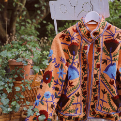 Orange Suzani Floral Jacket