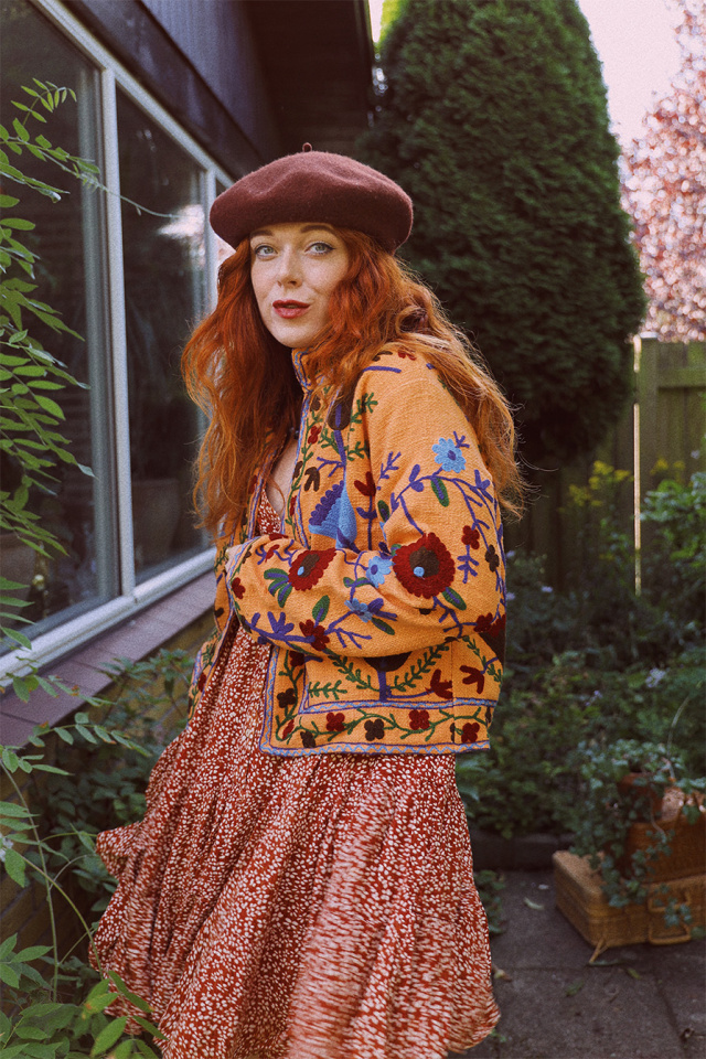 Orange Suzani Floral Jacket