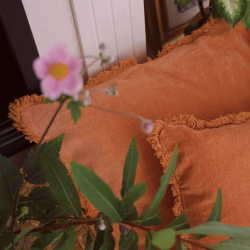 Orange Cotton Velvet Pillow Case