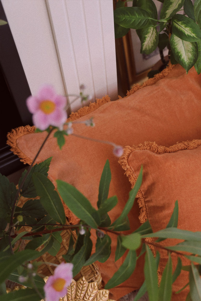 Orange Cotton Velvet Pillow Case