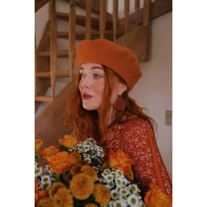 Orange Wool Beret 