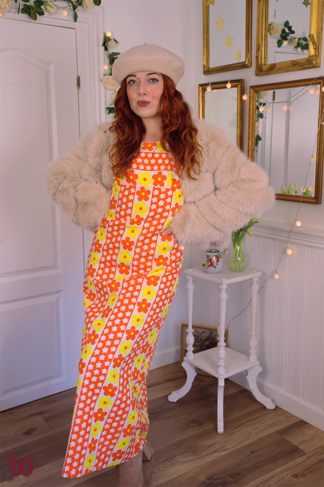 Orange &amp; Yellow Floral 70's Maxi Dress | XS