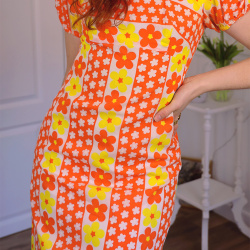 Orange &amp; Yellow Floral 70's Maxi Dress | XS