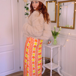 Orange &amp; Yellow Floral 70's Maxi Dress | XS