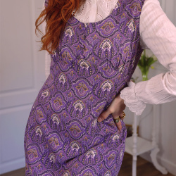 Purple Paisley 70's Vintage Maxi Dress | M