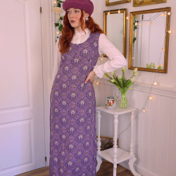 Purple Paisley 70's Vintage Maxi Dress | M