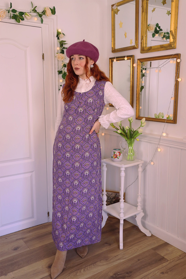Purple Paisley 70's Vintage Maxi Dress | M