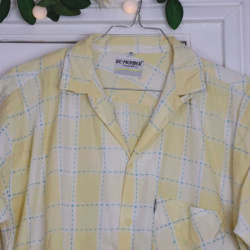 Yellow Checkered Blue Thread Blouse | M