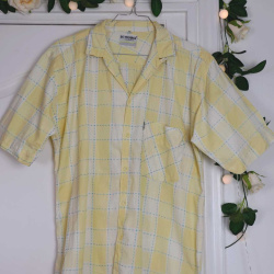 Yellow Checkered Blue Thread Blouse | M